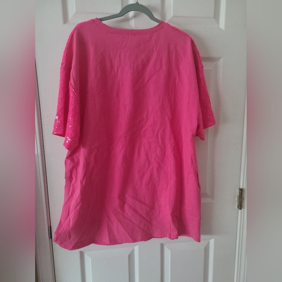 New Fantastic Fawn Pink Sequin Heart Mini Dress Size L - Picture 6 of 8